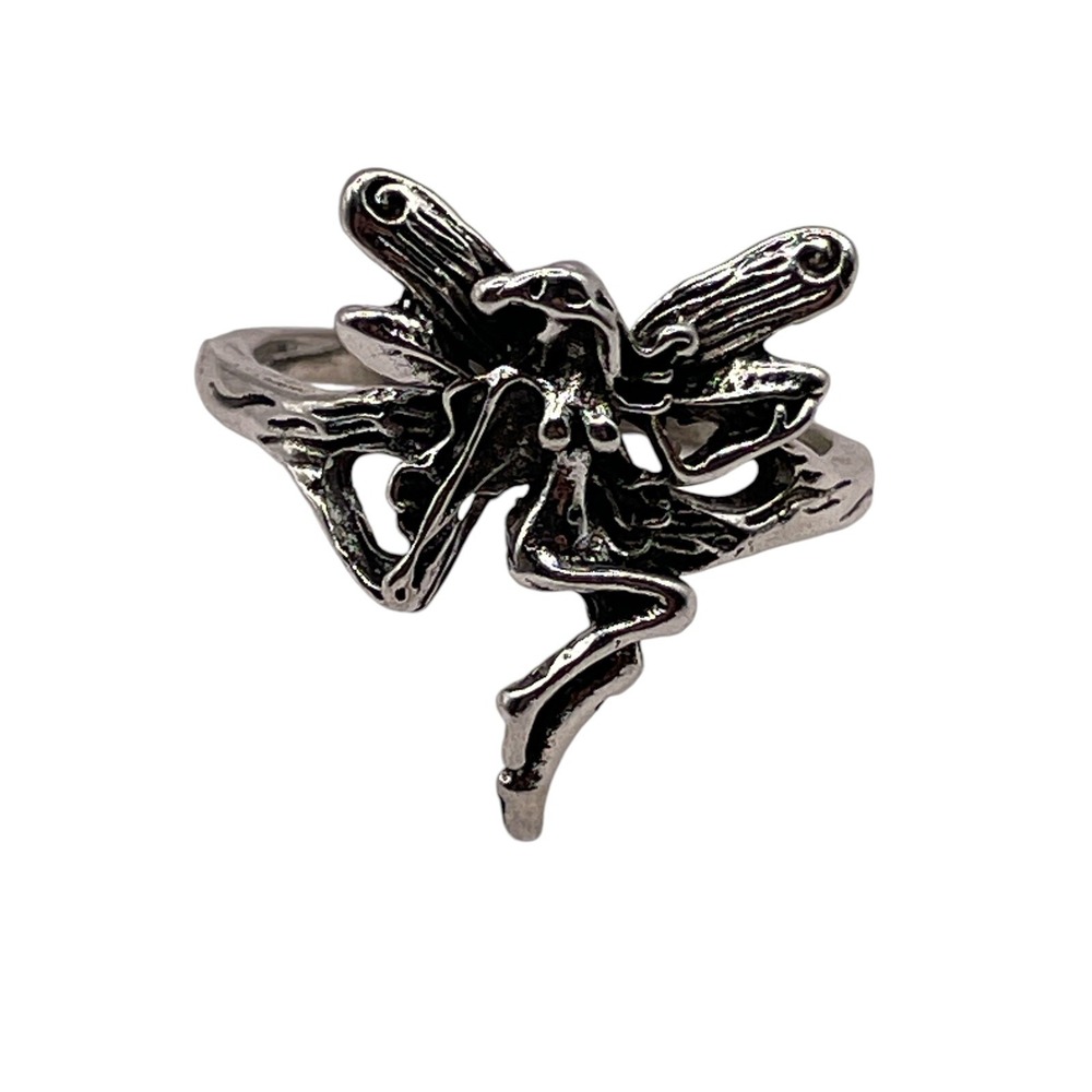 Fairly Pixie Silver Tone Erotic Fashion Ring Size 7.5 Textured Mythological NEW - Picture 1 of 10